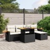 Salon de jardin 6 pcs avec coussins noir résine tressée 513242513242