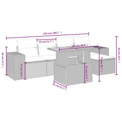 Salon de jardin 6 pcs avec coussins noir résine tressée 513243513243