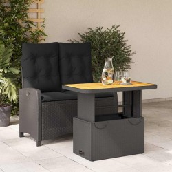 Ensemble à manger de jardin coussins 2pcs noir résine tressée 513253513253