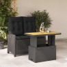 Ensemble à manger de jardin coussins 2pcs noir résine tressée 513253513253