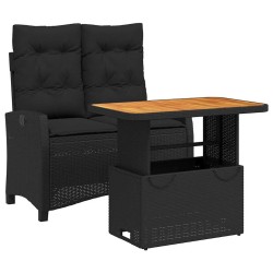 Ensemble à manger de jardin coussins 2pcs noir résine tressée 513253513253