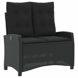 Ensemble à manger de jardin coussins 2pcs noir résine tressée 513253513253