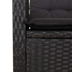 Ensemble à manger de jardin coussins 2pcs noir résine tressée 513253513253