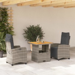 Ensemble à manger de jardin 3 pcs coussins gris résine tressée 513255513255