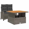 Ensemble à manger de jardin et coussins 2 pcs gris rotin 513256513256