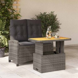 Ensemble à manger de jardin et coussins 2 pcs gris rotin 513257513257
