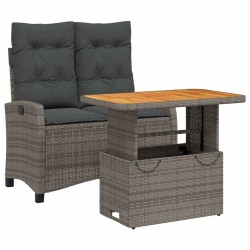 Ensemble à manger de jardin et coussins 2 pcs gris rotin 513257513257