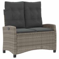 Ensemble à manger de jardin et coussins 2 pcs gris rotin 513257513257
