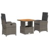 Ensemble à manger de jardin 3 pcs coussins gris résine tressée 513258513258
