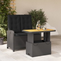 Ensemble à manger de jardin coussins 2pcs noir résine tressée 513259513259