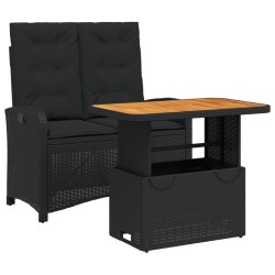 Ensemble à manger de jardin coussins 2pcs noir résine tressée 513259513259