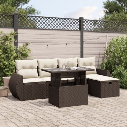 Salon de jardin avec coussins 6 pcs marron résine tressée 513260513260