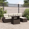 Salon de jardin avec coussins 6 pcs marron résine tressée 513260513260