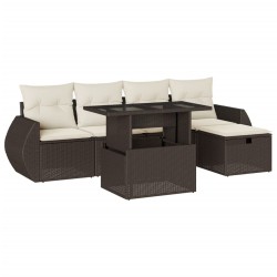Salon de jardin avec coussins 6 pcs marron résine tressée 513260513260