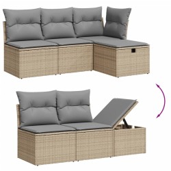 Salon de jardin avec coussins 6 pcs beige résine tressée 513261513261