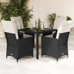 Ensemble à manger de jardin coussins 5pcs Noir Résine tressée 513262513262