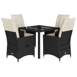 Ensemble à manger de jardin coussins 5pcs Noir Résine tressée 513262513262
