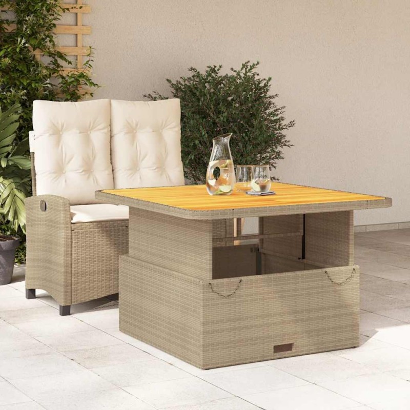 Ensemble à manger de jardin et coussins 2 pcs beige poly rotin 513265513265