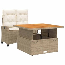 Ensemble à manger de jardin et coussins 2 pcs beige poly rotin 513265513265
