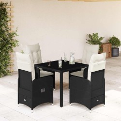 Ensemble de bistro de jardin 5 pcs coussins noir poly rotin 513268513268