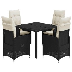 Ensemble de bistro de jardin 5 pcs coussins noir poly rotin 513268513268
