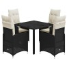 Ensemble de bistro de jardin 5 pcs coussins noir poly rotin 513268513268