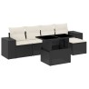 Salon de jardin 6 pcs avec coussins noir résine tressée 513272513272