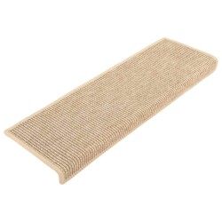 Tapis d'escalier 15 pièces 65 x 21 x 4 cm Beige clair Bord rectangulaire 513273513273