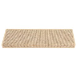 Tapis d'escalier 15 pièces 65 x 21 x 4 cm Beige clair Bord rectangulaire 513273513273