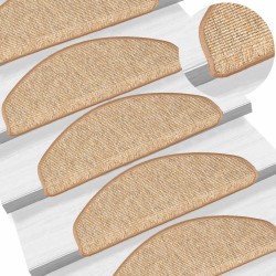 Tapis d'escalier 15 pièces 65 x 21 x 4 cm Marron clair Demi-rond Grand 513274513274
