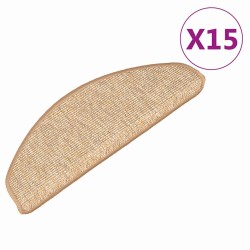 Tapis d'escalier 15 pièces 65 x 21 x 4 cm Marron clair Demi-rond Grand 513274513274