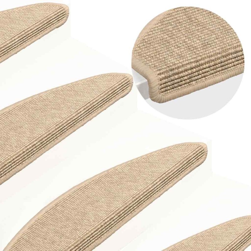 Tapis d'escalier 15 pièces 65 x 21 x 4 cm Beige clair Demi-rond Grand 513275513275