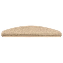 Tapis d'escalier 15 pièces 65 x 21 x 4 cm Beige clair Demi-rond Grand 513275513275