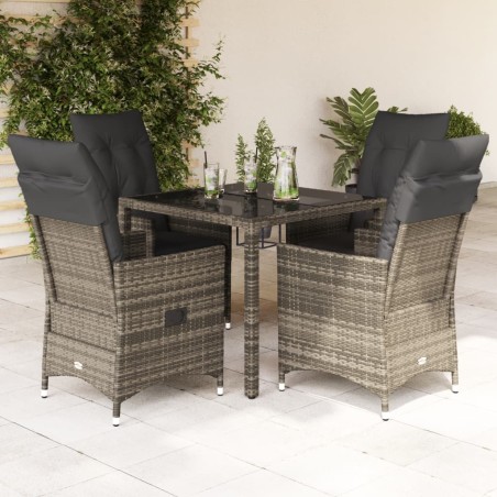 Ensemble à manger de jardin 5 pcs coussins gris résine tressée 513279513279