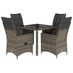 Ensemble à manger de jardin 5 pcs coussins gris résine tressée 513279513279