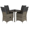Ensemble à manger de jardin 5 pcs coussins gris résine tressée 513279513279