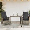 Ensemble de bistro 3 pcs avec coussins gris résine tressée 513280513280