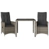 Ensemble de bistro 3 pcs avec coussins gris résine tressée 513280513280