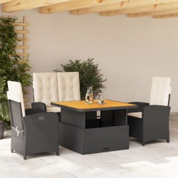 Ensemble à manger de jardin 4 pcs avec coussins noir 513281513281