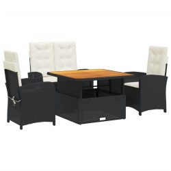 Ensemble à manger de jardin 4 pcs avec coussins noir 513281513281
