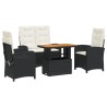 Ensemble à manger de jardin 4 pcs avec coussins noir 513283513283