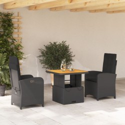 Ensemble à manger de jardin avec coussins 3 pcs Noir 513284513284