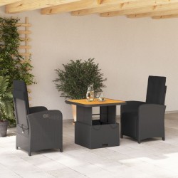 Ensemble à manger de jardin avec coussins 3 pcs Noir 513285513285