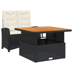 Ensemble à manger de jardin coussins 2pcs noir résine tressée 513287513287