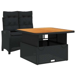 Ensemble à manger de jardin coussins 2pcs noir résine tressée 513290513290