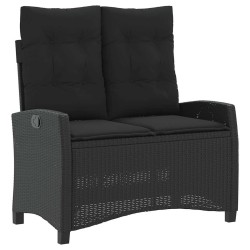 Ensemble à manger de jardin coussins 2pcs noir résine tressée 513290513290