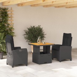 Ensemble à manger de jardin avec coussins 3 pcs Noir 513291513291