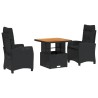 Ensemble à manger de jardin avec coussins 3 pcs Noir 513291513291