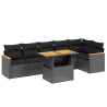 Salon de jardin 7 pcs avec coussins noir résine tressée 513294513294