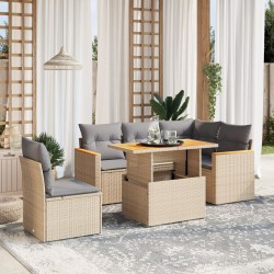 Salon de jardin avec coussins 6 pcs beige résine tressée 513296513296